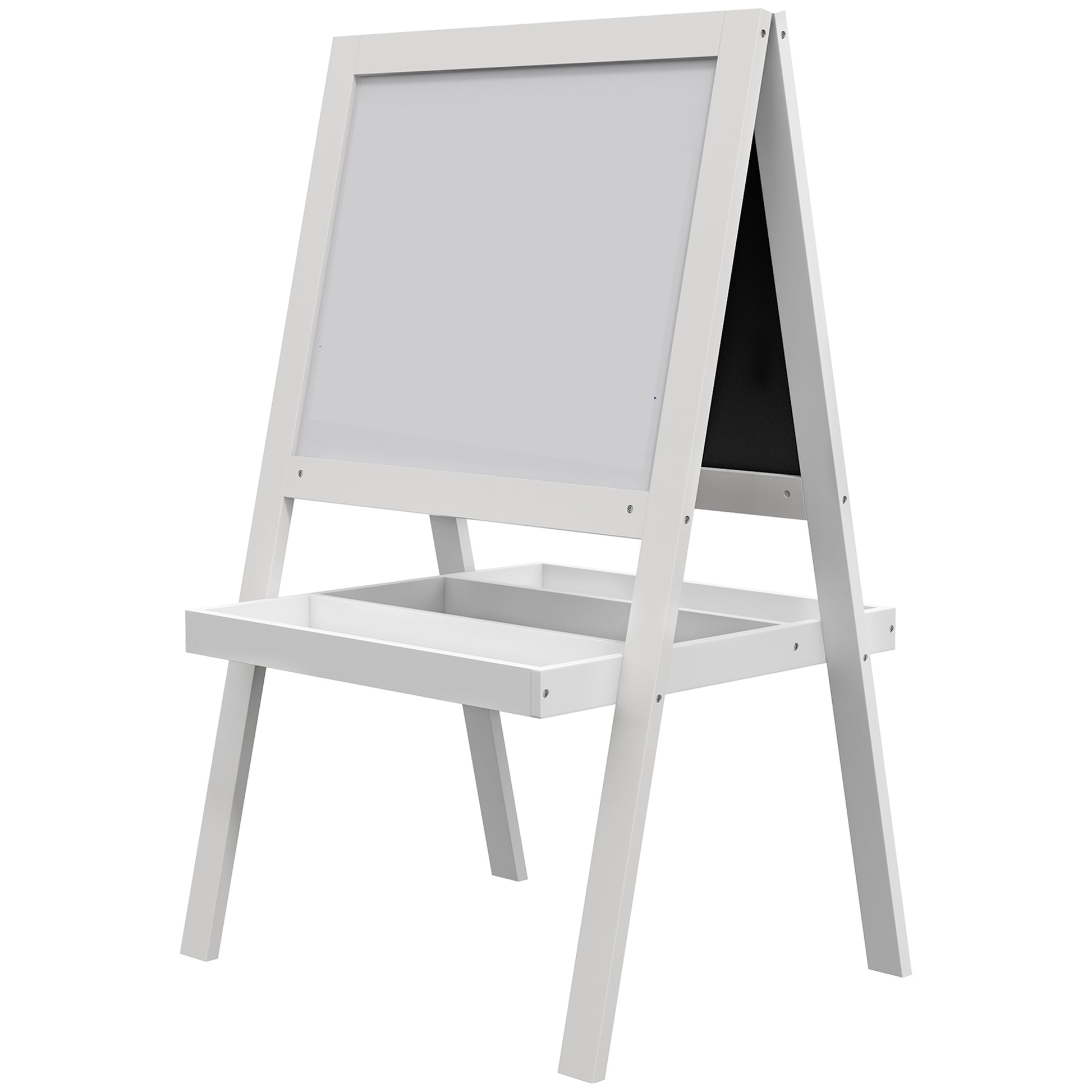 Photo of AIYAPLAY Kids Easel, Art Easel with Double Sided Whiteboard, Chalkboard, Storage, 2 in 1 Standing Easel for Toddlers 18-48 Months, White in White colour on a white background