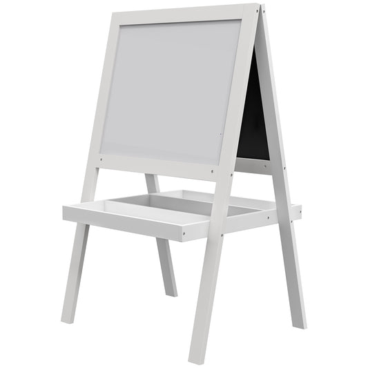 Photo of AIYAPLAY Kids Easel, Art Easel with Double Sided Whiteboard, Chalkboard, Storage, 2 in 1 Standing Easel for Toddlers 18-48 Months, White in White colour on a white background