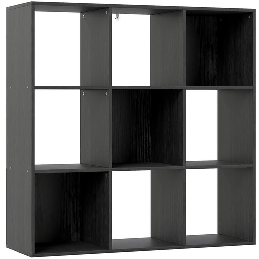 Photo of HOMCOM Nine-Cube Storage Shelf - Black in Black colour on a white background
