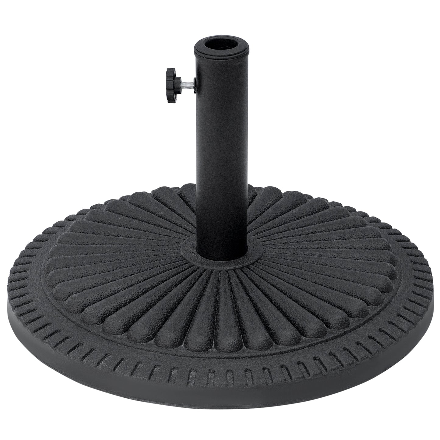 Photo of Outsunny 14kg Round Cement Parasol Base Umbrella Weight Stand Holder Fits Φ35mm,Φ38mm,Φ48mm Pole for Patio Outdoor Garden - Black in Black colour on a white background