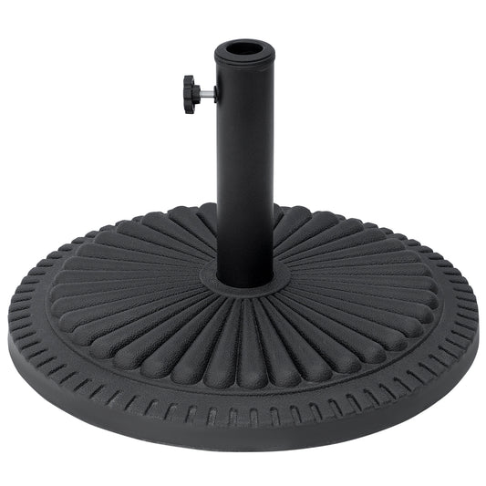 Photo of Outsunny 14kg Round Cement Parasol Base Umbrella Weight Stand Holder Fits Φ35mm,Φ38mm,Φ48mm Pole for Patio Outdoor Garden - Black in Black colour on a white background