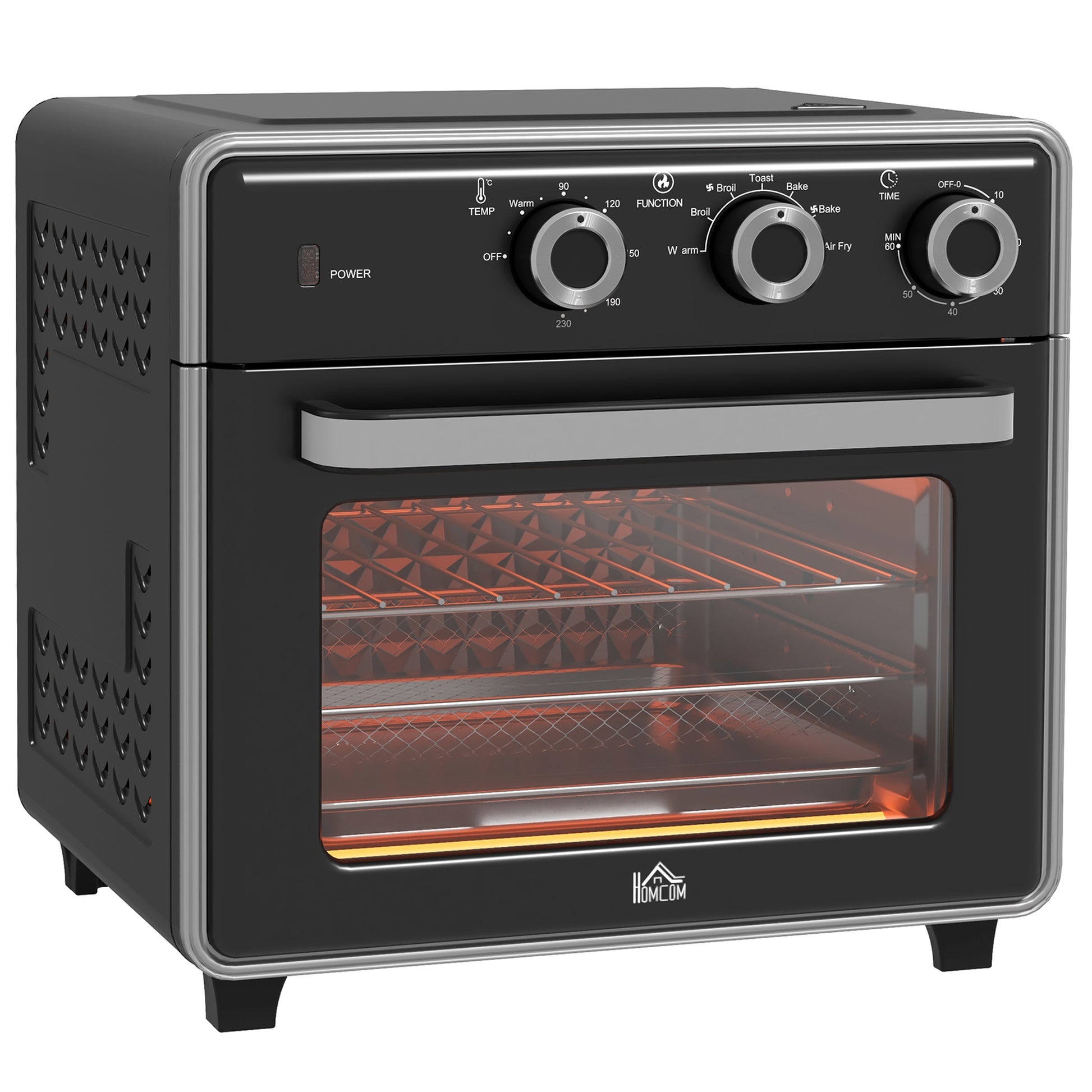 Photo of HOMCOM 20L 90-230℃ Mini Convection Oven, with Air Fry Function - Black in Black colour on a white background