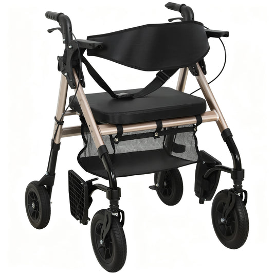 Photo of HOMCOM Rollator Walker Wheelchair, with Seat - Black in Black colour on a white background