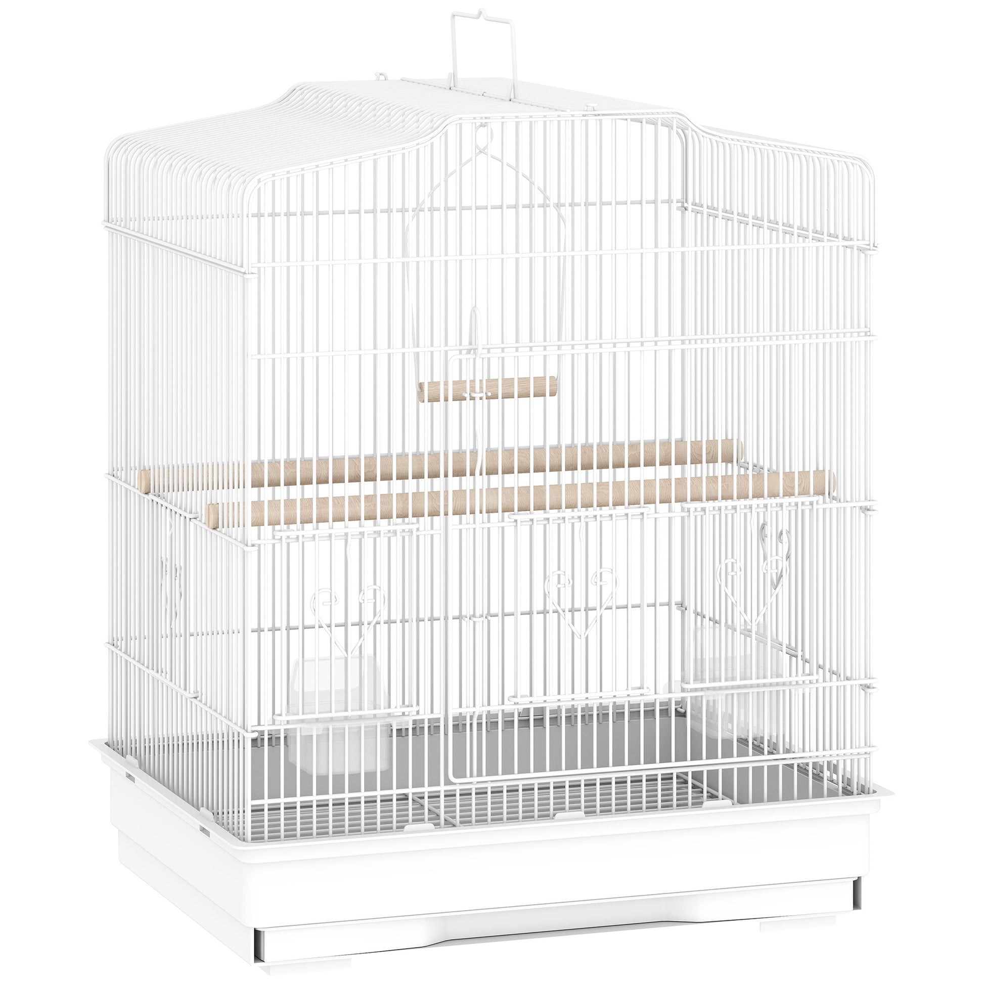Photo of PawHut Large Metal Bird Cage with Perches, Food Bowls, Swing, for Budgies, Parakeets, White in White colour on a white background