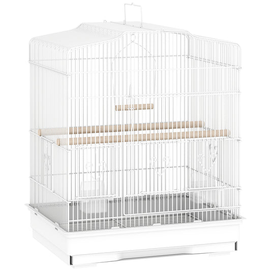 Photo of PawHut Large Metal Bird Cage with Perches, Food Bowls, Swing, for Budgies, Parakeets, White in White colour on a white background