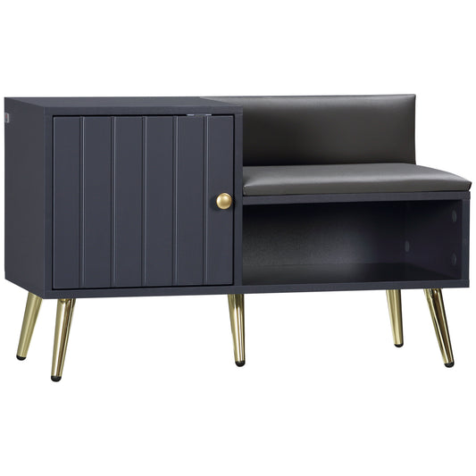 Photo of HOMCOM Shoe Storage Unit, with Padded Seat - Grey in Grey colour on a white background