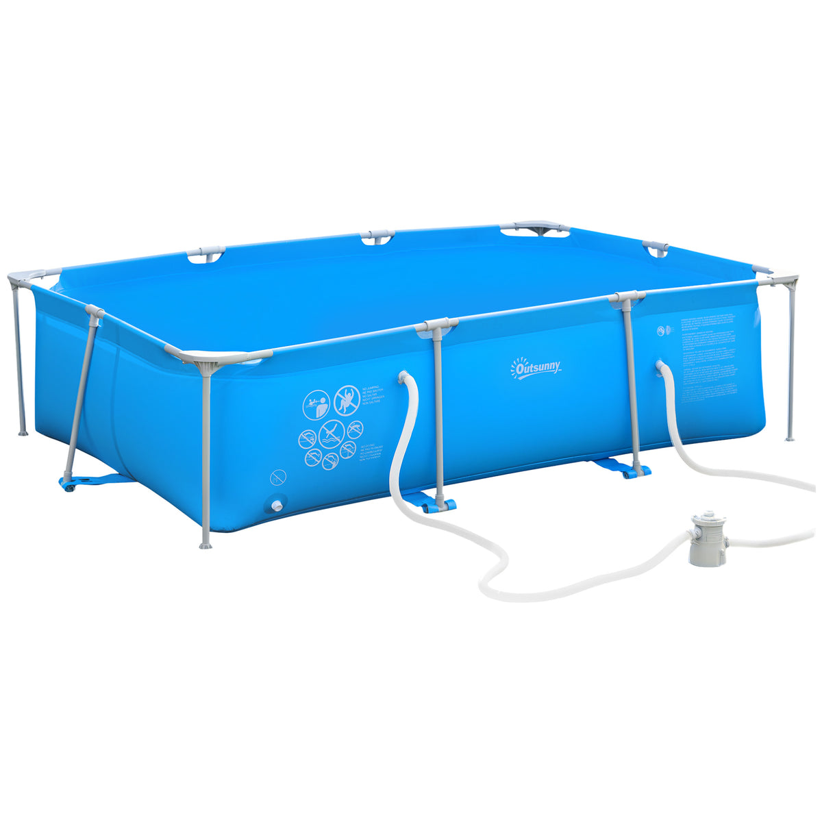 Outsunny blue rectangular frame pool with filter pump and hoses