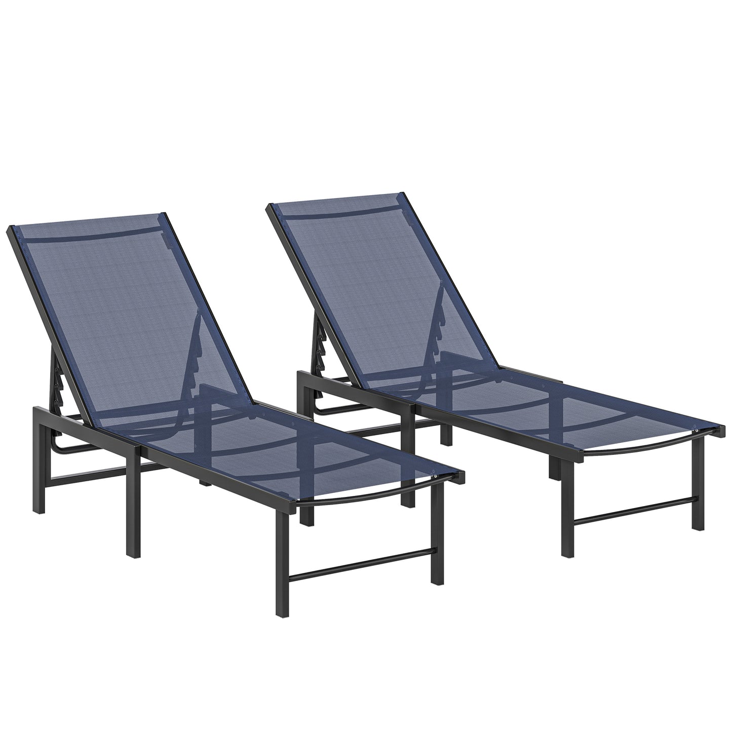 Photo of Outsunny Set of Two Reclining Sun Loungers - Dark Blue in Blue colour on a white background