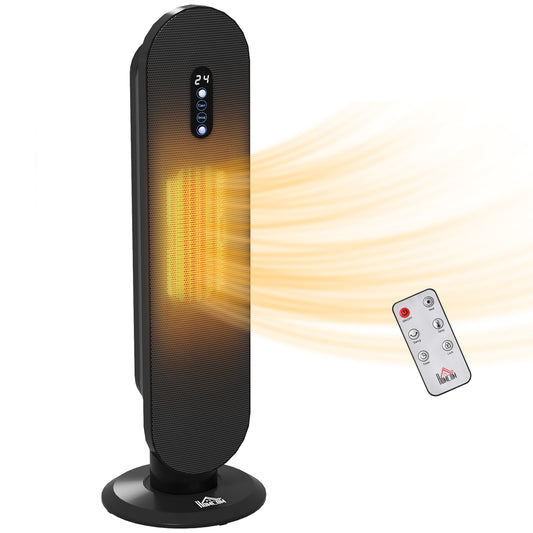Photo of HOMCOM 45° Oscillating Ceramic Space Heater, with Remote - Black in Black colour on a white background