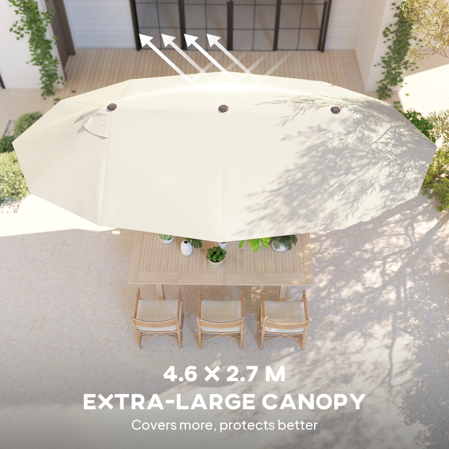 Outsunny 4.6m Double Garden Parasol - Beige