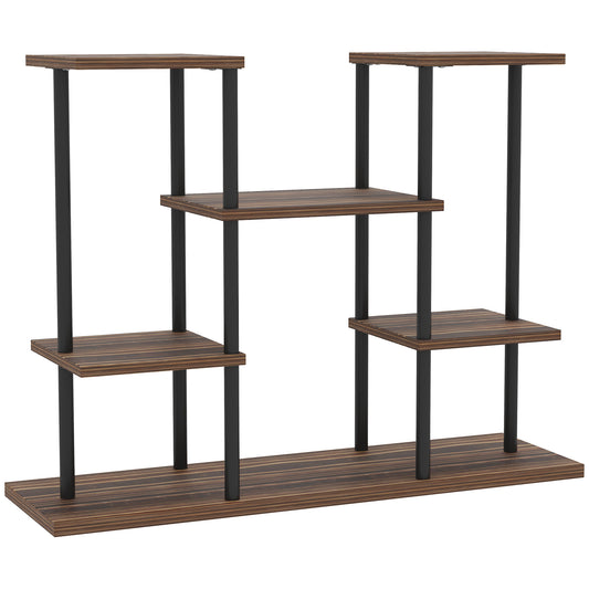Photo of Outsunny Four-Tier Wooden Shelf Plant Stand in Stand colour on a white background