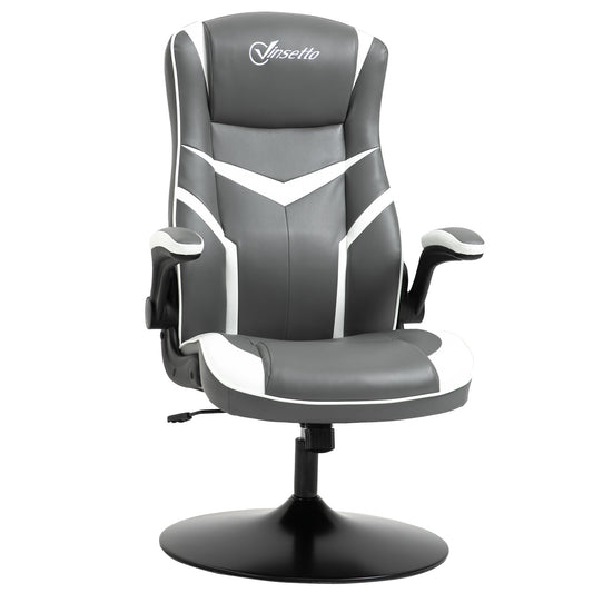 Photo of Vinsetto Gaming Chair Ergonomic Computer Chair with Adjustable Height Pedestal Base, Home Office Desk Chair PVC Leather Exclusive Swivel Chair Grey in Grey colour on a white background
