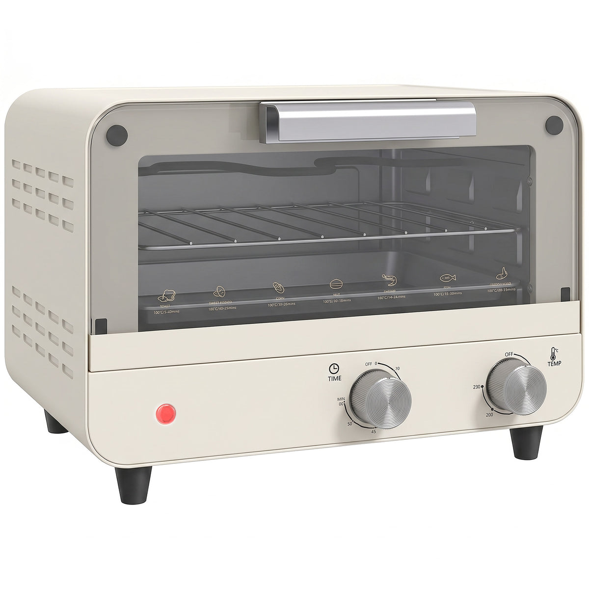 Photo of HOMCOM Mini Oven, Small Toaster Oven with Glass Door, Adjustable Temperature and Timer, Accessory Included, 750W, Cream White in White colour on a white background