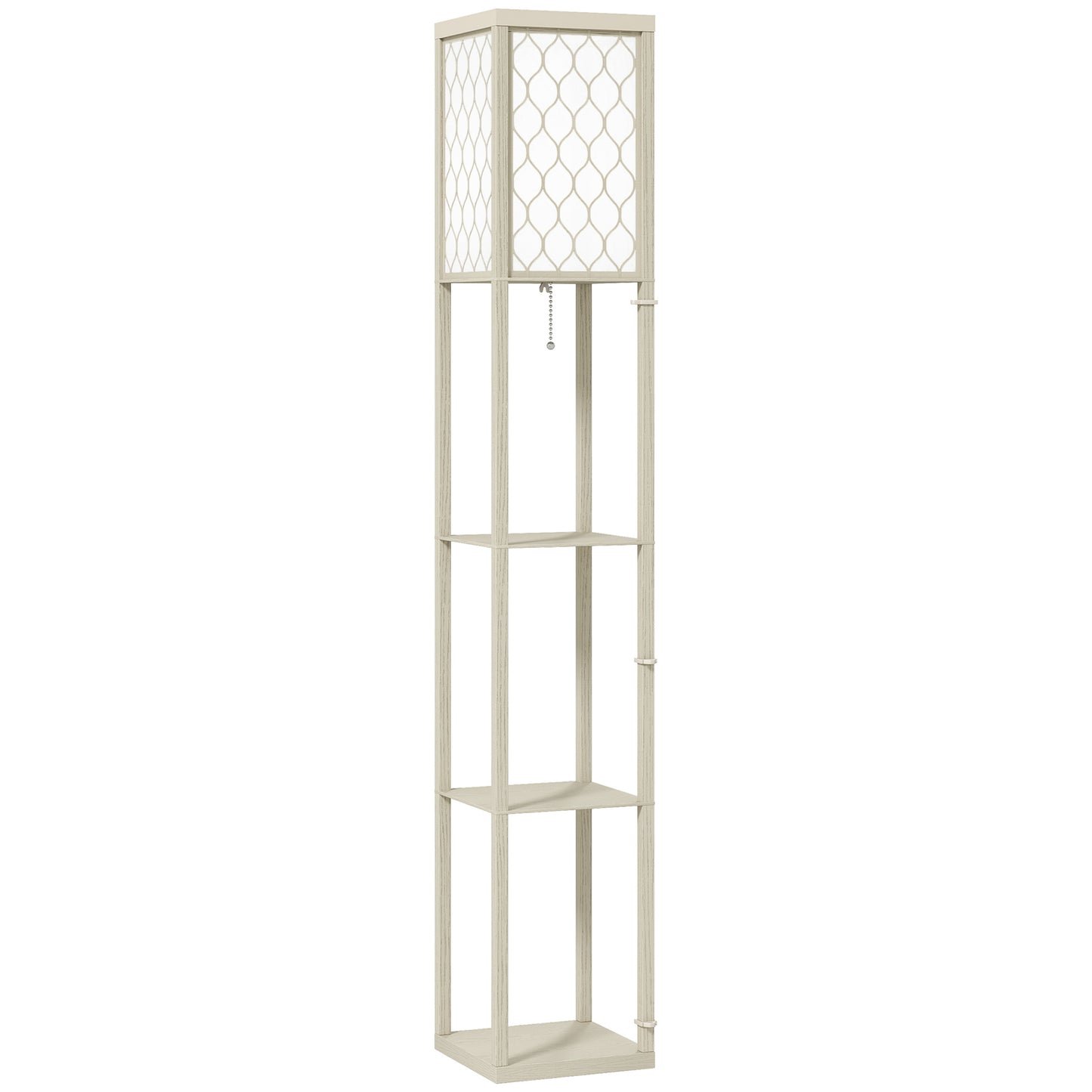 Photo of HOMCOM Three-Shelf Standing Lamp - Oak/White in Oak/White colour on a white background