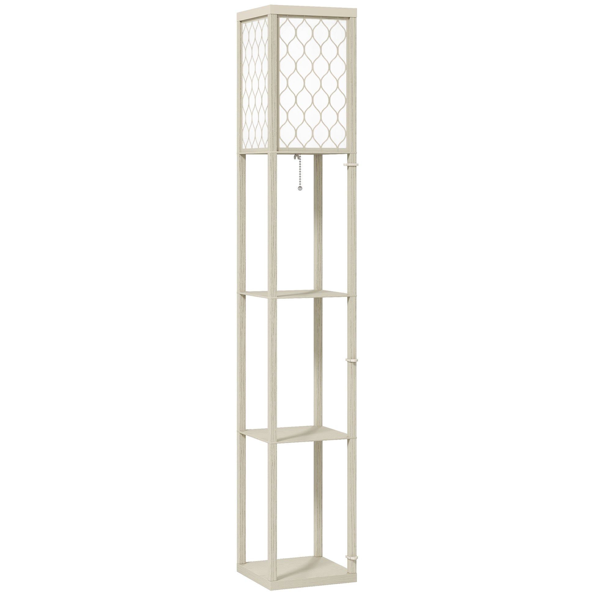 Photo of HOMCOM Three-Shelf Standing Lamp - Oak/White in Oak/White colour on a white background