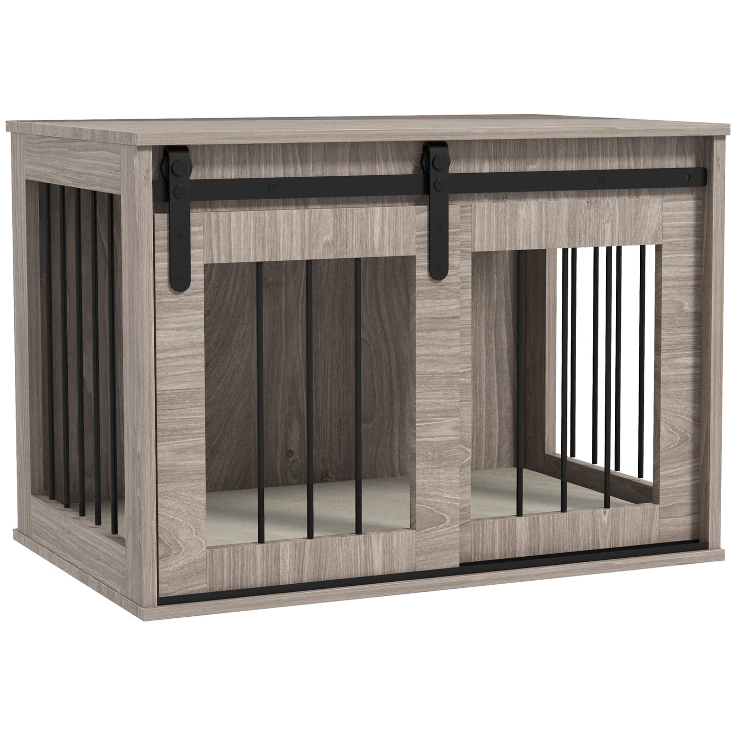 Photo of PawHut Dog Crate Furniture with Removable Cushion for Medium Dogs, 80 x 54 x 57cm - Brown in Brown colour on a white background