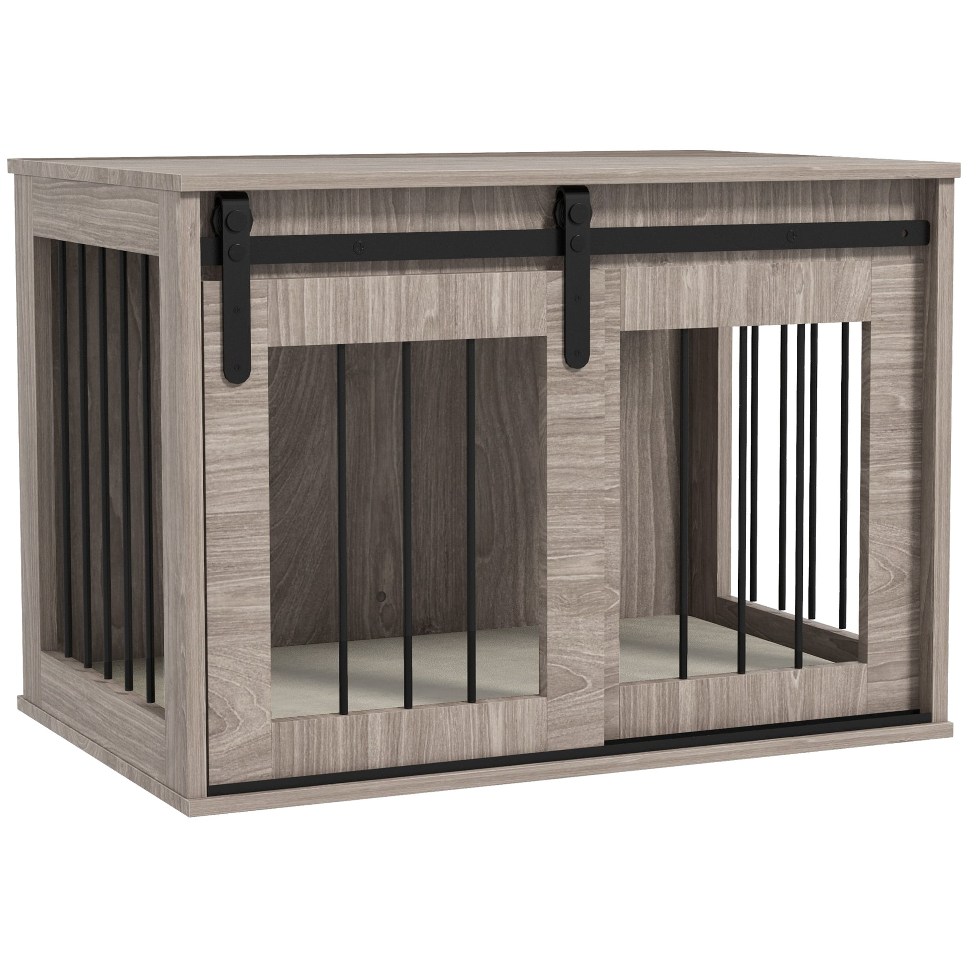 Photo of PawHut Dog Crate Furniture with Removable Cushion for Medium Dogs, 80 x 54 x 57cm - Brown in Brown colour on a white background