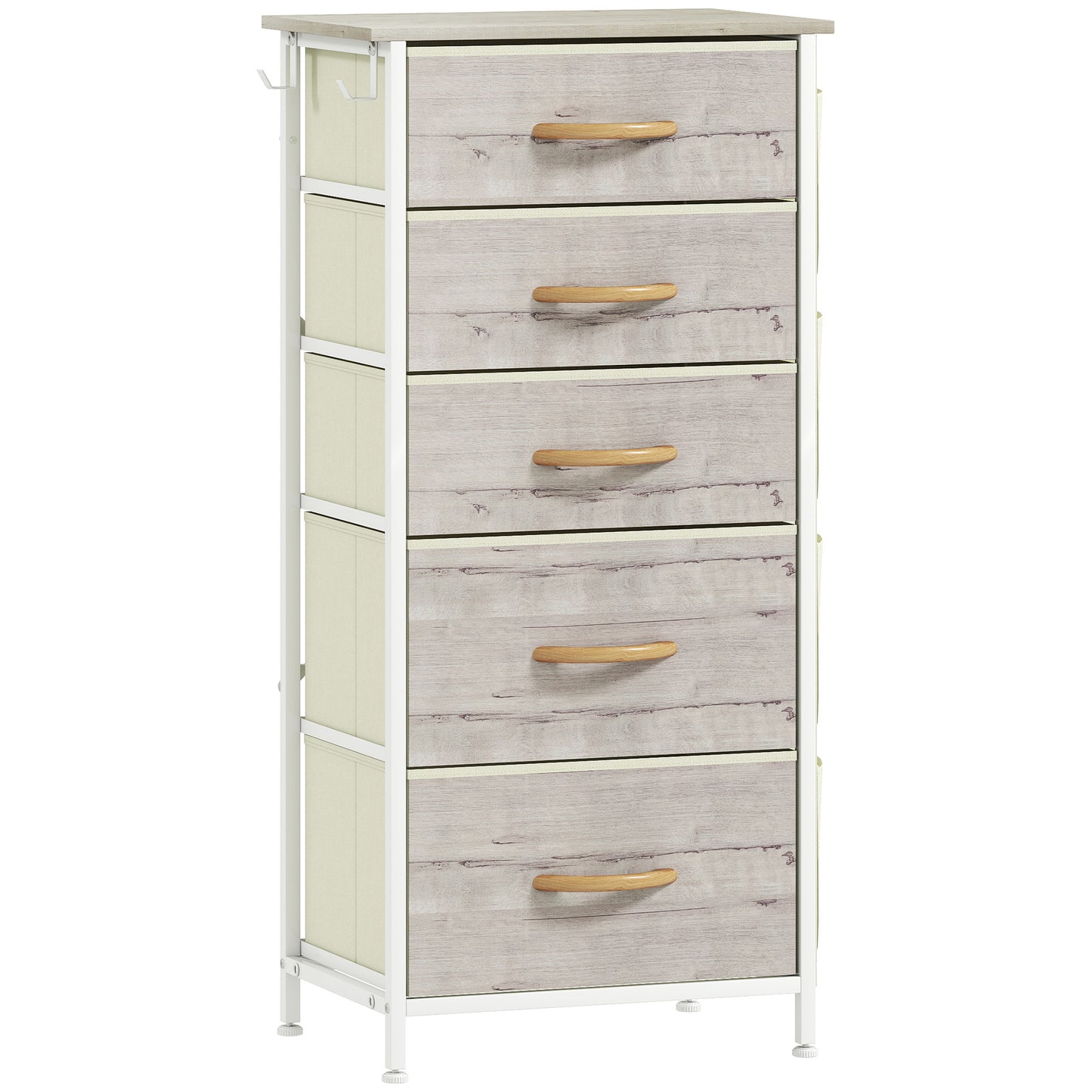 Photo of HOMCOM Chest of Five Fabric Drawers - Natural Wood Finish in Finish colour on a white background