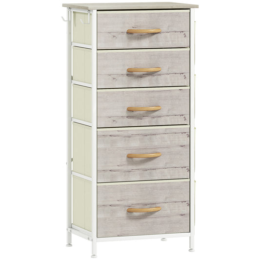 Photo of HOMCOM Chest of Five Fabric Drawers - Natural Wood Finish in Finish colour on a white background