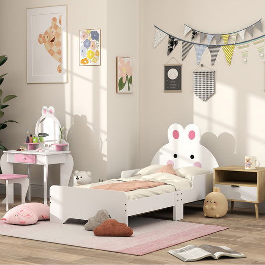 Photo of ZONEKIZ Rabbit-Designed Toddler Bed, Kids Bedroom Furniture - White in White colour on a white background