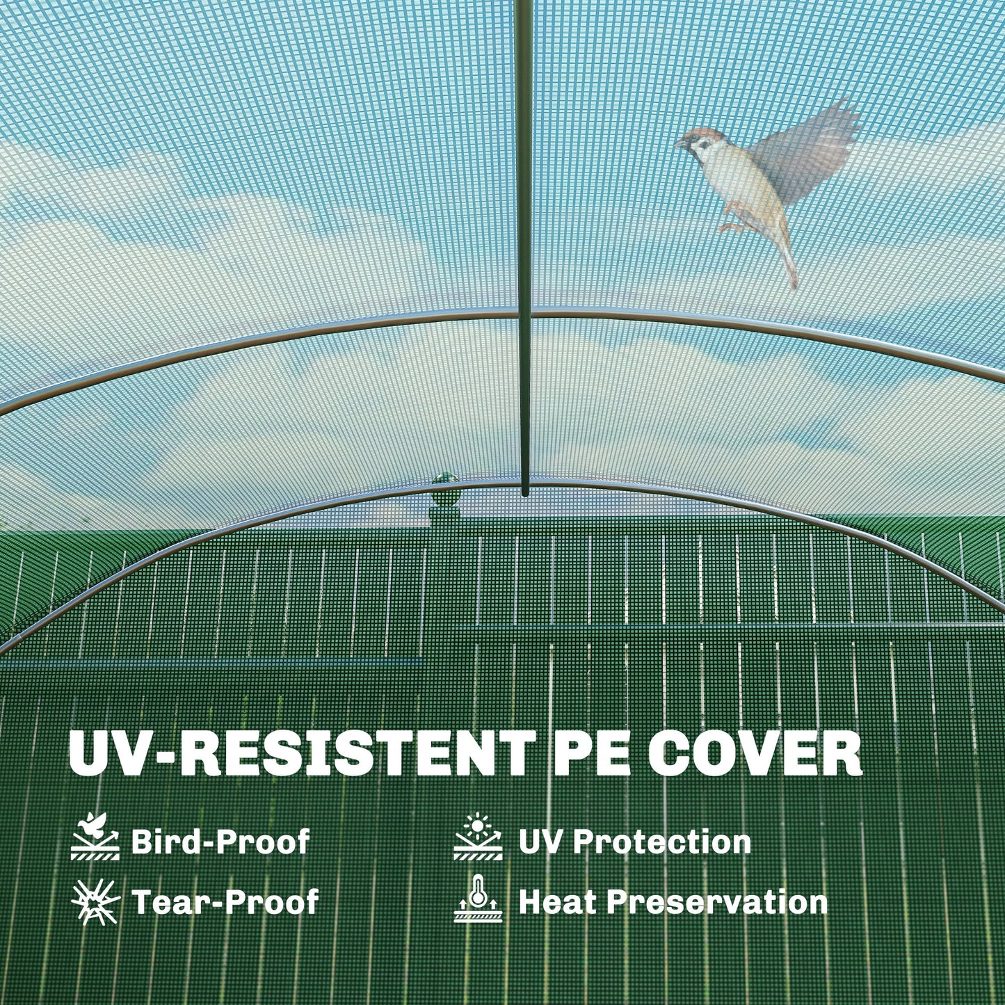 Outsunny 19 x 9.8ft Walk-In Polytunnel Greenhouse - Green