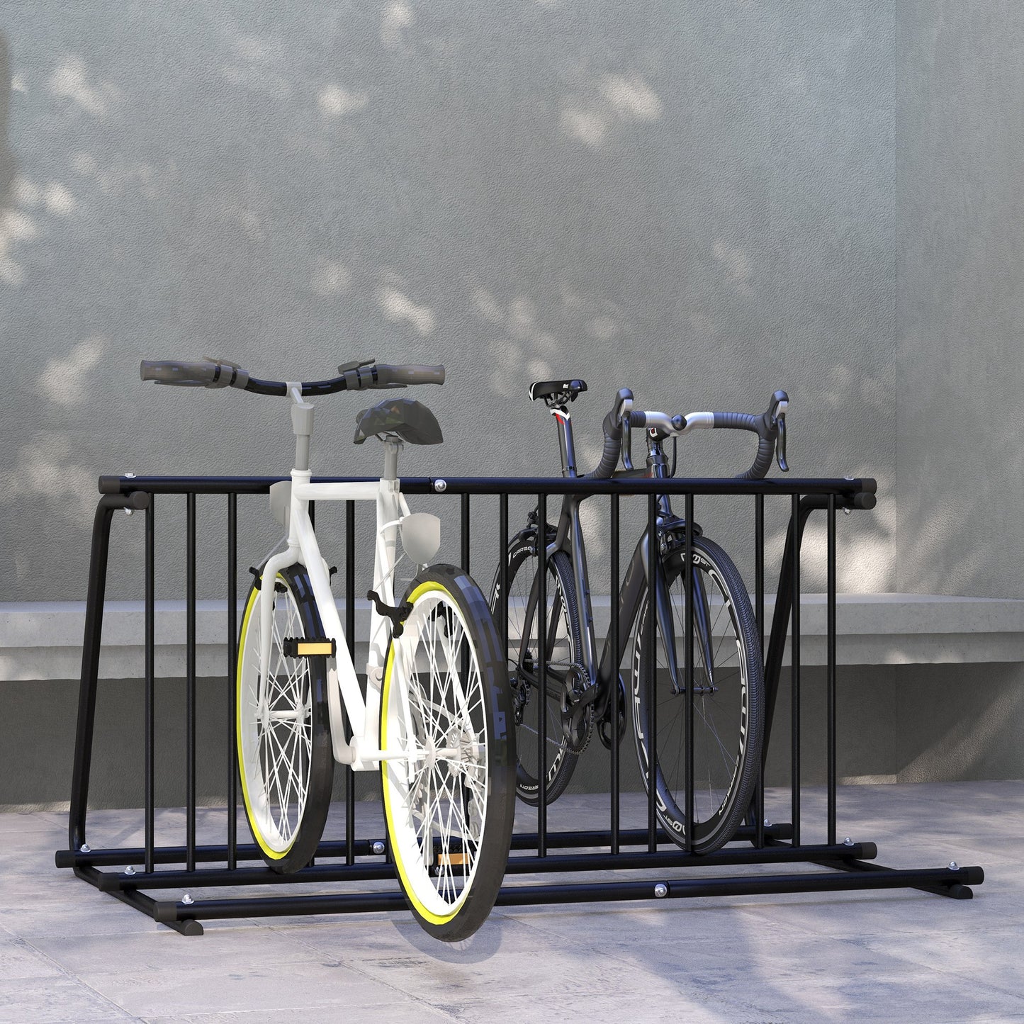 DURHAND Bike Stand, Double-sided Bike Rack Floor Stand for 6 Bicycles, Kids/Mountain/Road Bikes Garage Indoor Outdoor Use