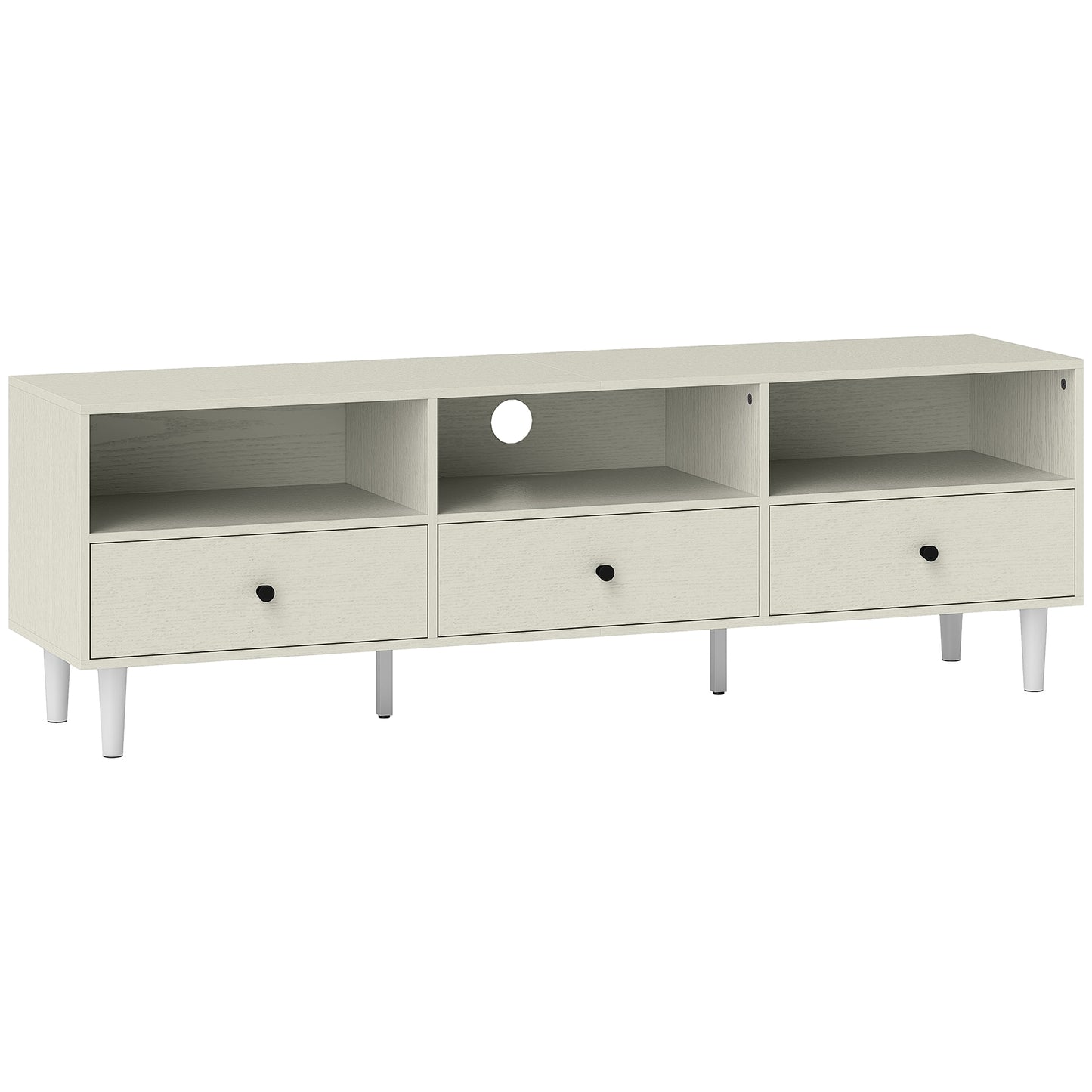 Photo of HOMCOM Multi-Storage Minimal TV Stand - Cream White in White colour on a white background