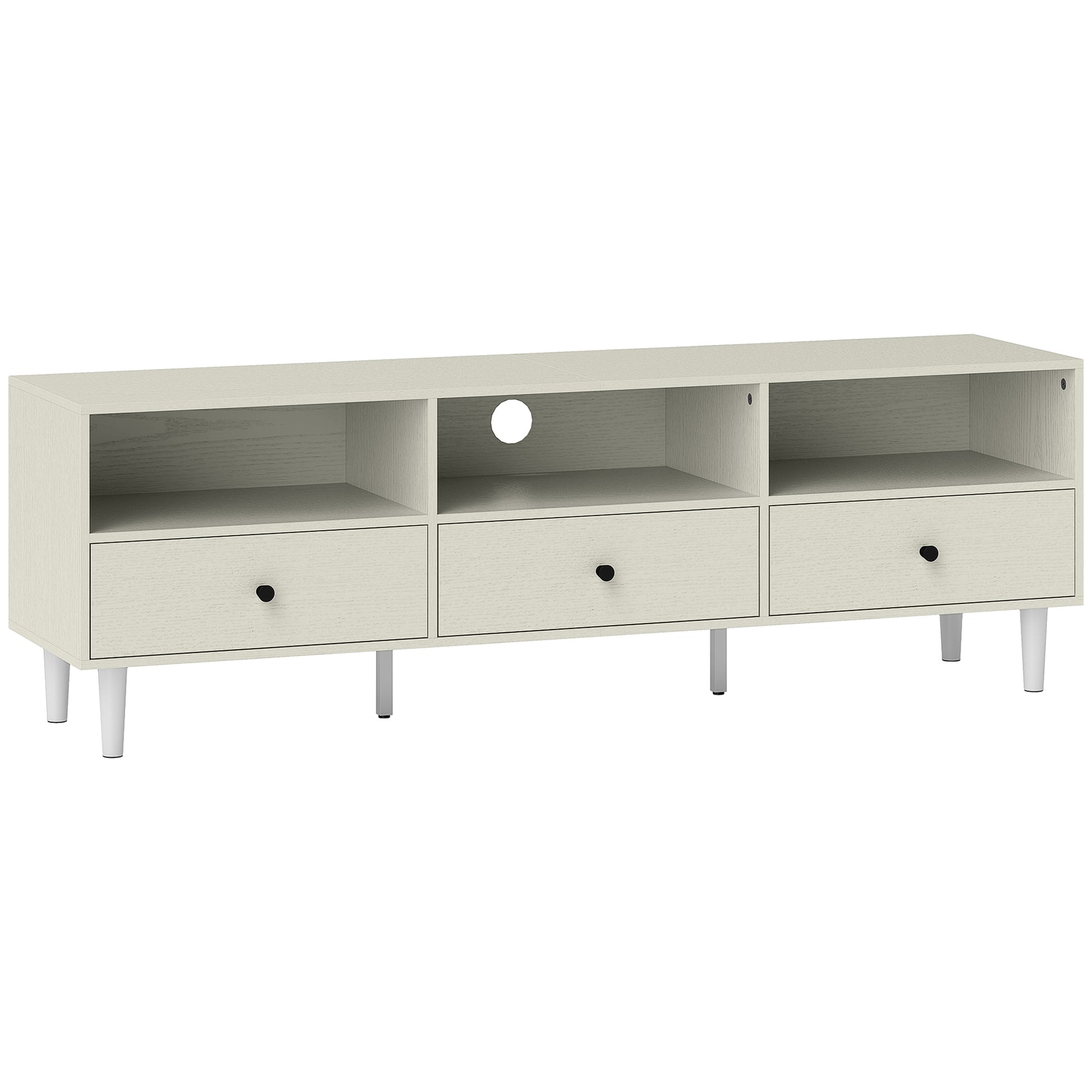 Photo of HOMCOM Multi-Storage Minimal TV Stand - Cream White in White colour on a white background