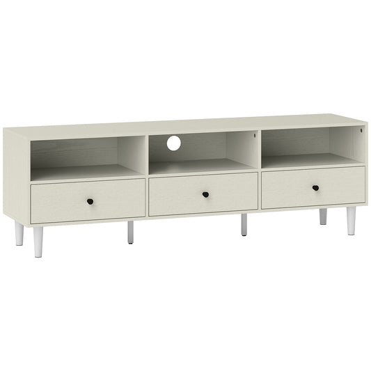Photo of HOMCOM Multi-Storage Minimal TV Stand - Cream White in White colour on a white background
