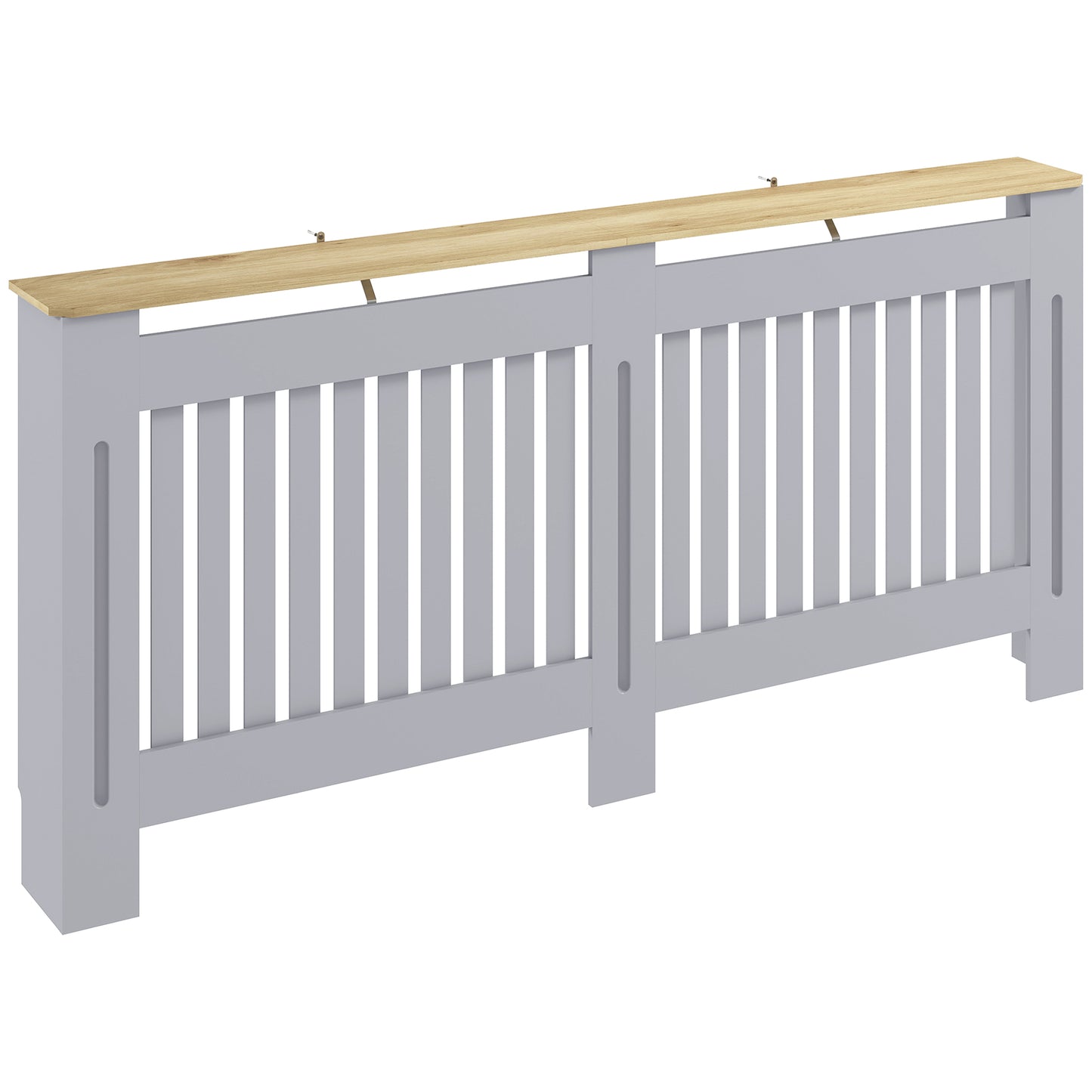 Photo of HOMCOM Slatted Radiator Cover, Painted Cabinet with Line Grill Design, 172L × 19W × 81H cm, Grey in Grey colour on a white background