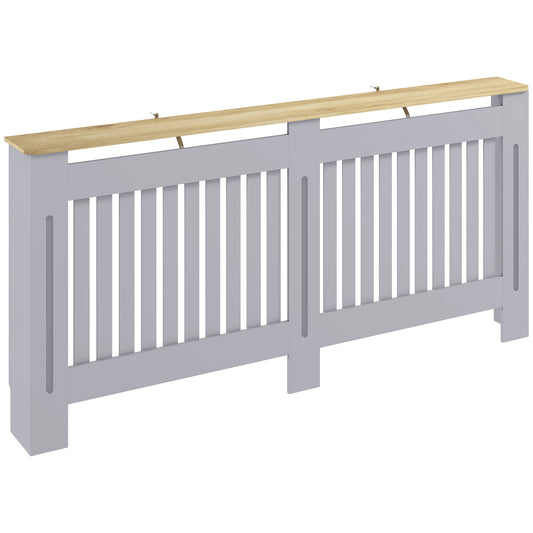 Photo of HOMCOM Slatted Radiator Cover, Painted Cabinet with Line Grill Design, 172L × 19W × 81H cm, Grey in Grey colour on a white background