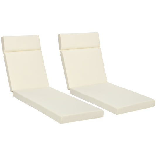 Photo of Outsunny Set of 2 Sun Lounger Cushions, Replacement Cushions for Rattan Furniture with Ties, 196 x 55 cm, Cushion ONLY, Cream White in White colour on a white background