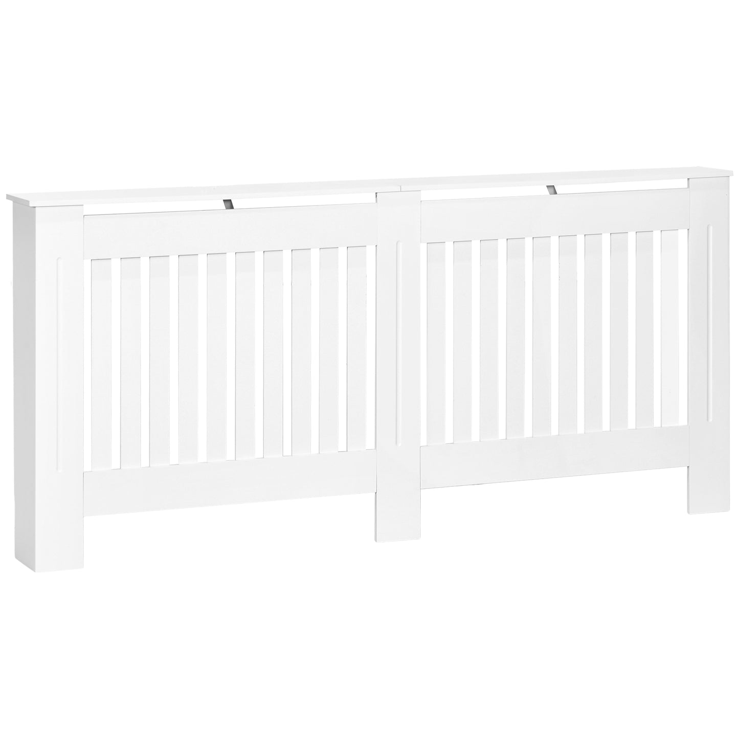 Photo of HOMCOM Slatted Radiator Cover Painted Cabinet MDF Lined Grill in White (172L x 19W x 81H cm) in cm) colour on a white background
