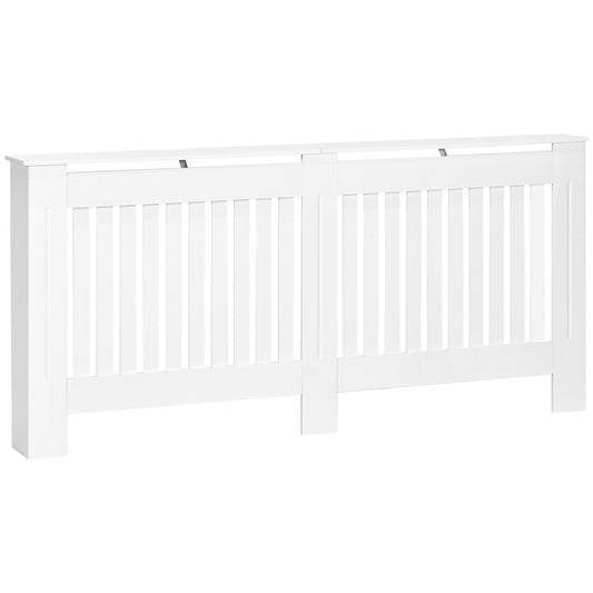 Photo of HOMCOM Slatted Radiator Cover Painted Cabinet MDF Lined Grill in White (172L x 19W x 81H cm) in cm) colour on a white background