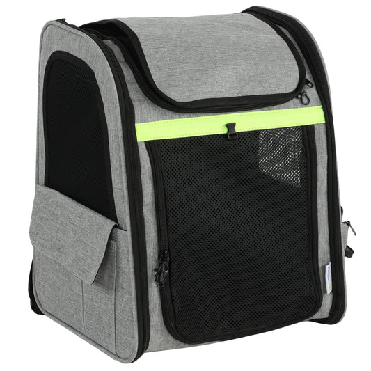 Photo of PawHut Dog Carrier Backpack Expandable, Breathable Pet Carrier Bag for Small Puppy Cat with Reflective Strip for Travel Hiking in Hiking colour on a white background