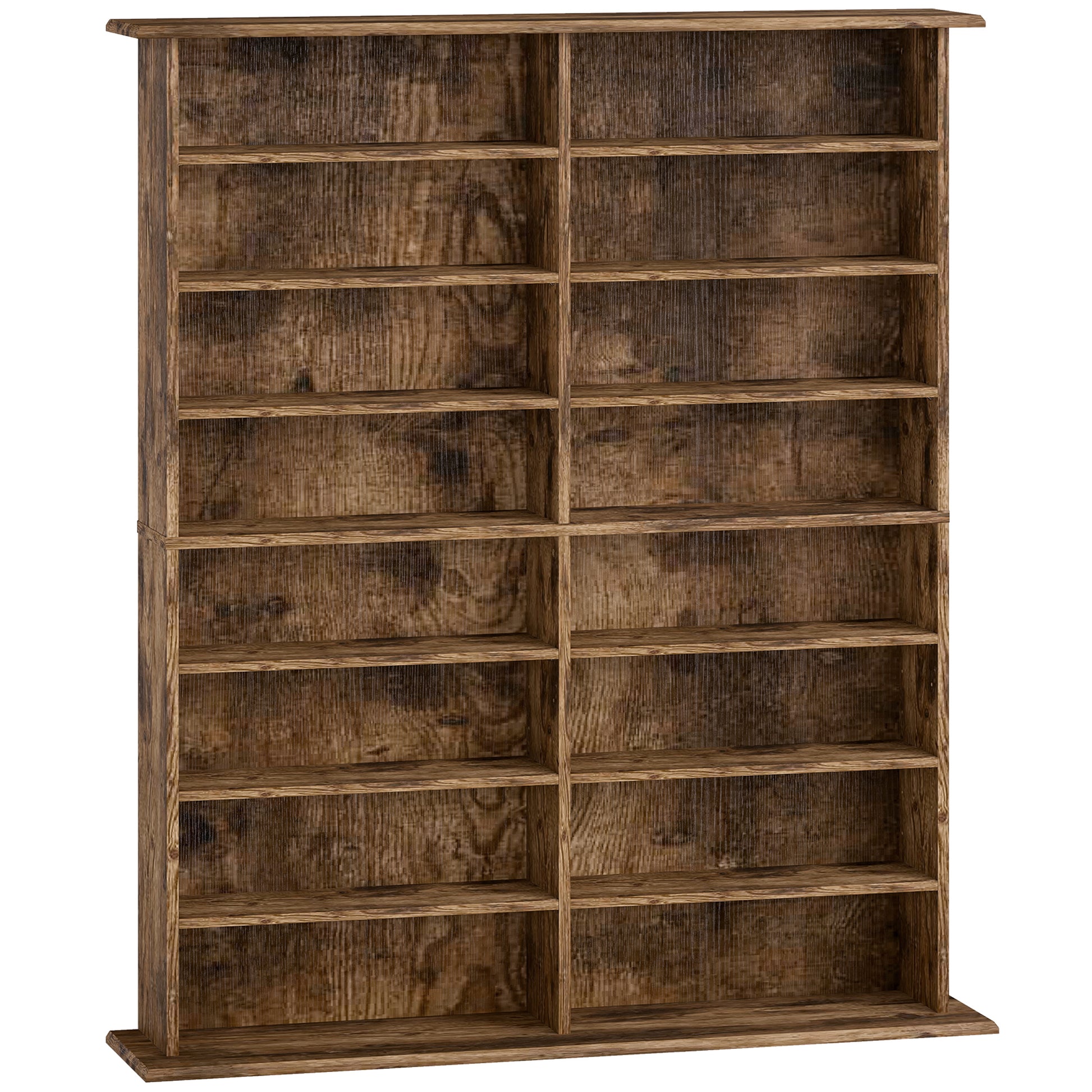 Photo of HOMCOM 16-Compartment Media Shelf - Rustic Brown in Brown colour on a white background