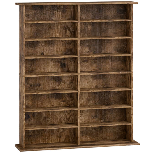 Photo of HOMCOM 16-Compartment Media Shelf - Rustic Brown in Brown colour on a white background