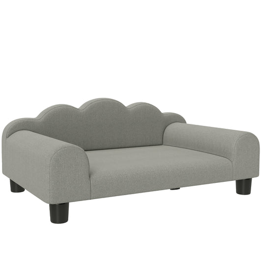 Photo of PawHut Elevated Dog Sofa Bed, Breathable Pet Sofa with Backrest and Armrest for Small Dogs, Grey in Grey colour on a white background