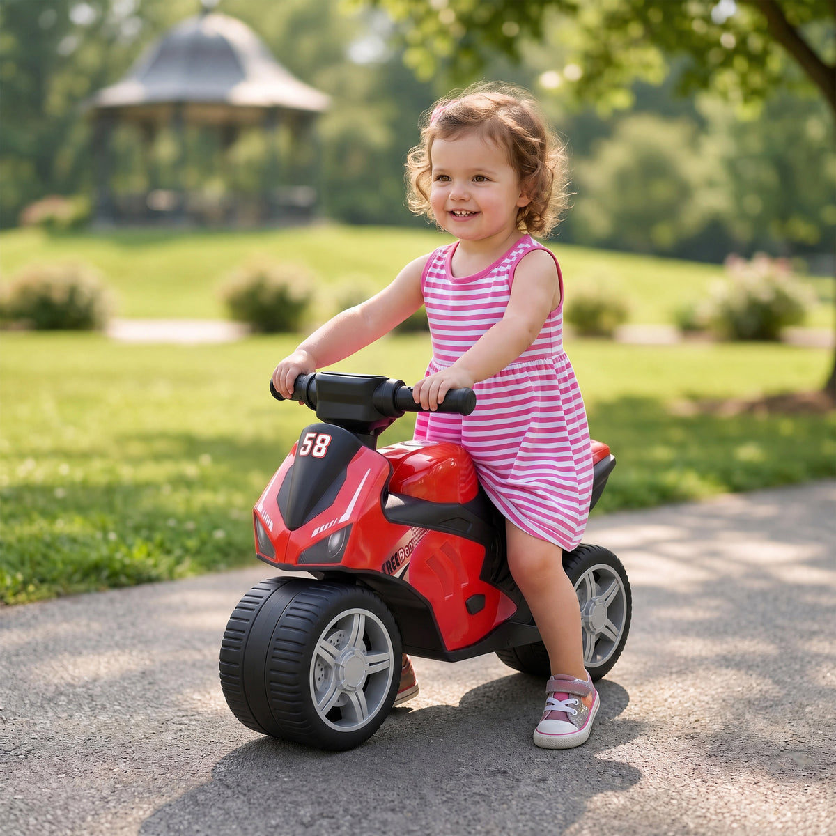 AIYAPLAY Balance Bike with Music Extra-Wide Wheels Toddler Bike for Boys Girls Red