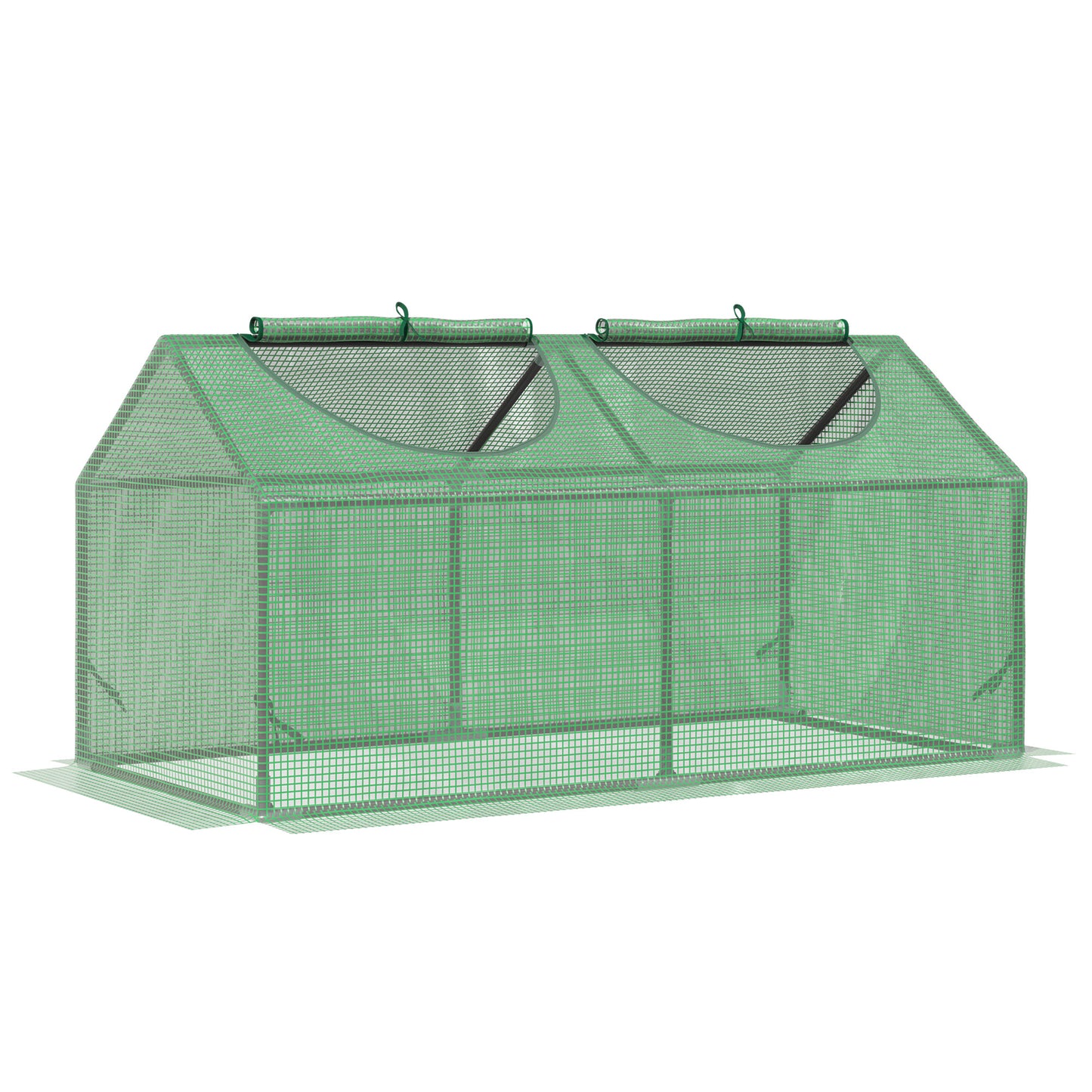 Photo of Outsunny Mini Greenhouse, Small Plant Grow House for Outdoor with Durable PE Cover, Observation Windows, 120 x 60 x 60 cm, Green in Green colour on a white background