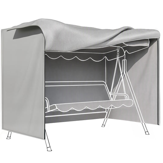 Outsunny grey three-seater swing chair cover with open front and fitted roof