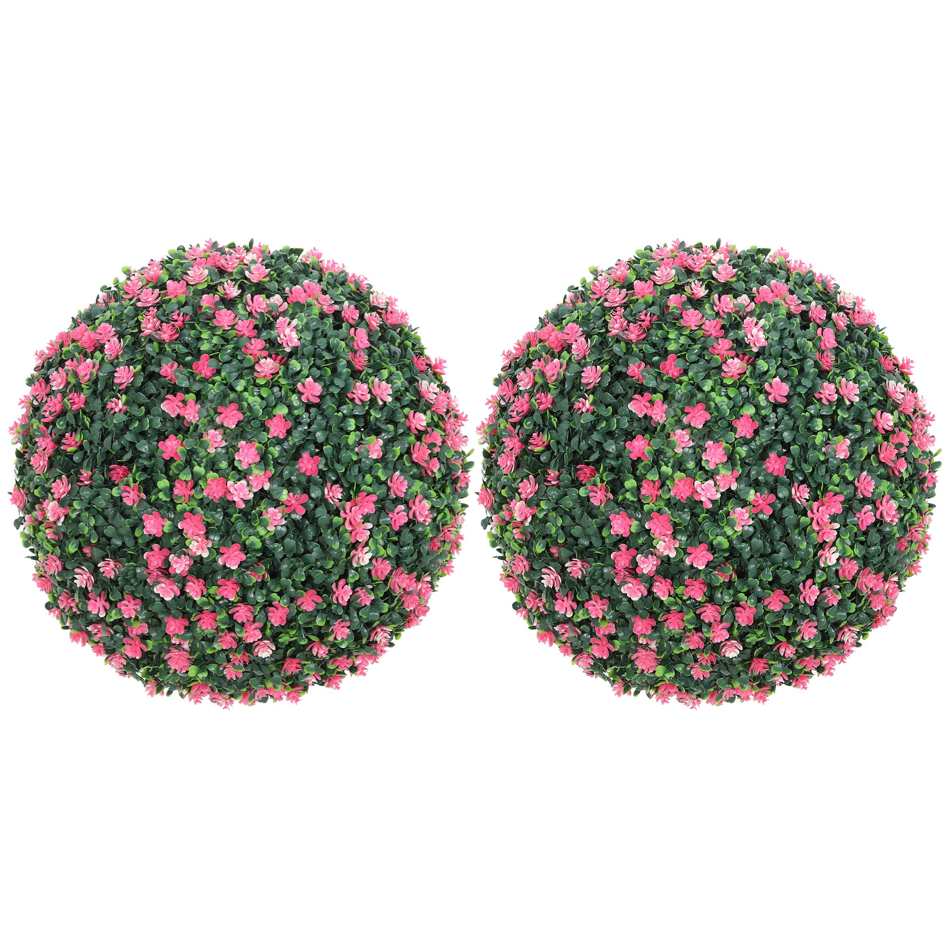 Photo of HOMCOM Set of Two Artificial Boxwood Balls Plants - Pink in Pink colour on a white background