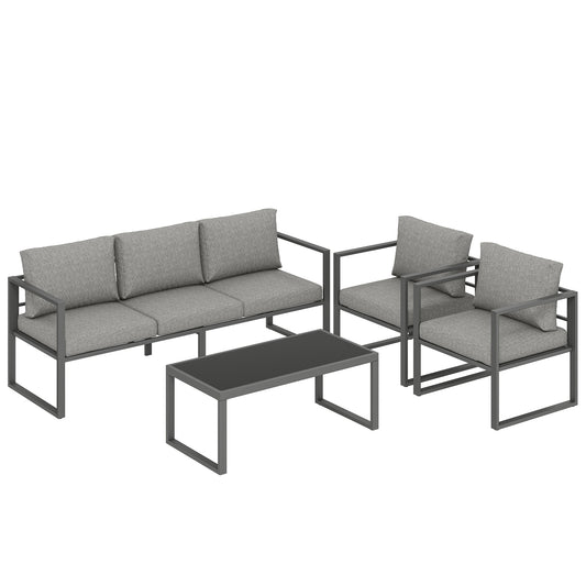 Photo of Outsunny 4 Piece Outdoor Garden Furniture Set, Patio Furniture with 3-Seater Sofa, Armchairs and Coffee Table in Table colour on a white background