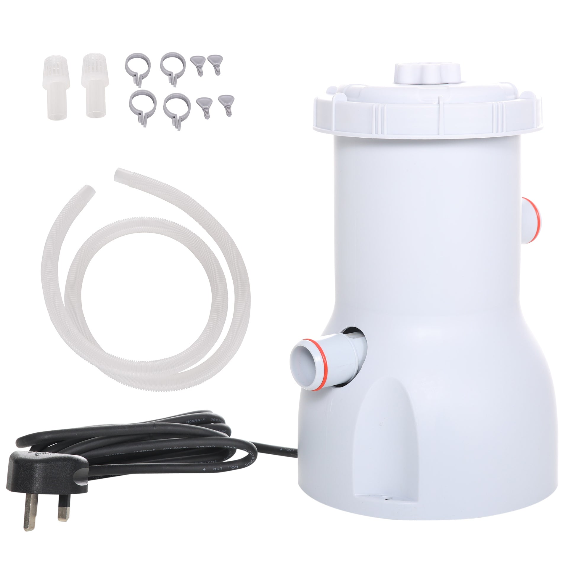 Photo of Outsunny Cartridge Filter Pump for 13'-15' Above Ground Pools, 800GPH (3028 LPH) Swimming Pool Filter Pump with Hose and Hose Clamps, White in White colour on a white background