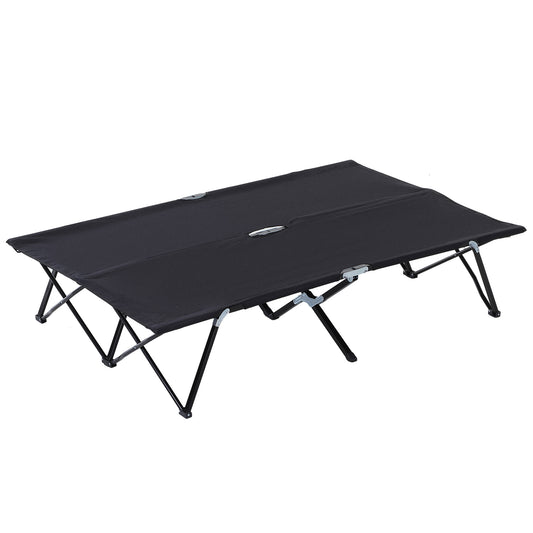 Photo of Outsunny Double Camping Cot Bed, with Bag - Black in Black colour on a white background