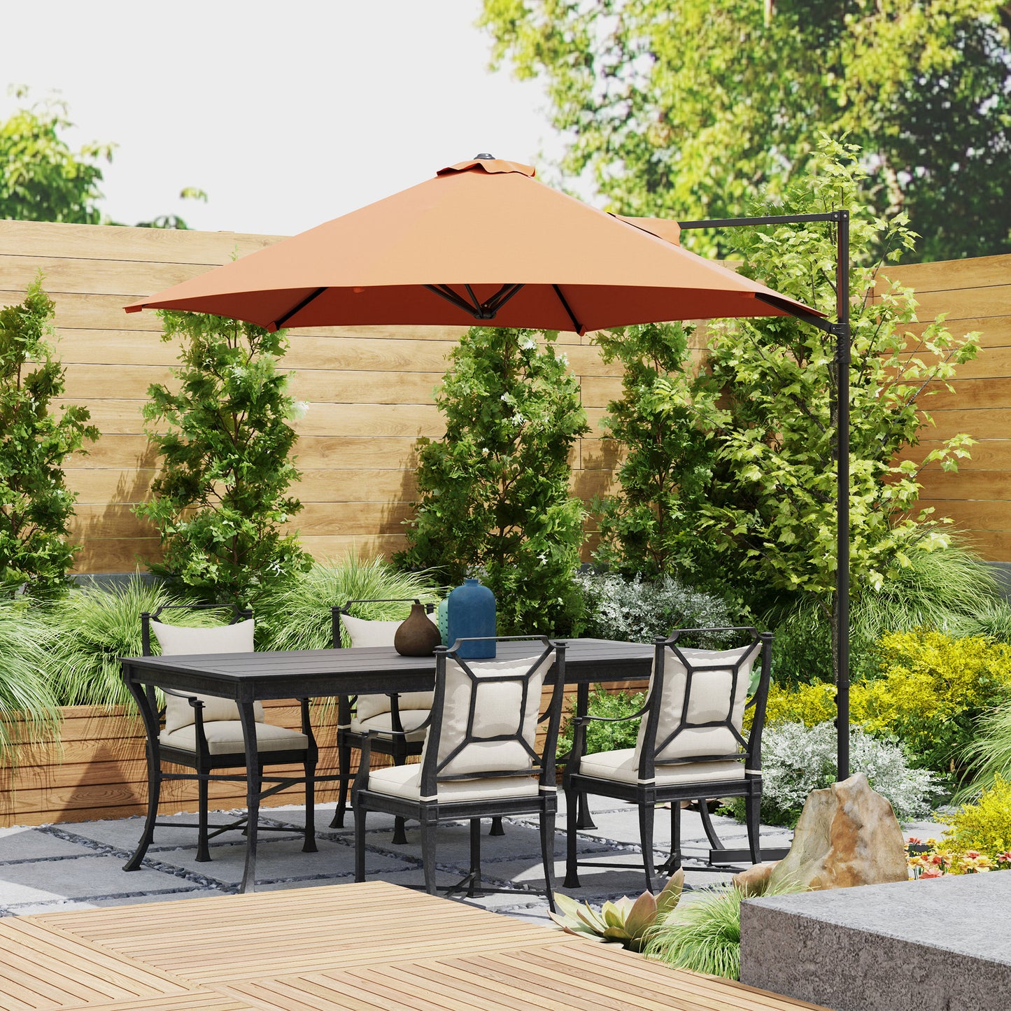 Outsunny 2.5m Rotating Cantilever Parasol - Orange