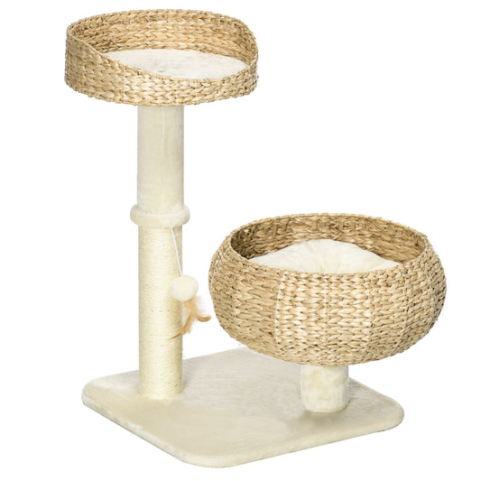 Photo of PawHut 72cm Cat Tree Kitten Tower, with Sisal Scratching Post, Two Beds, Toy Ball in Ball colour on a white background