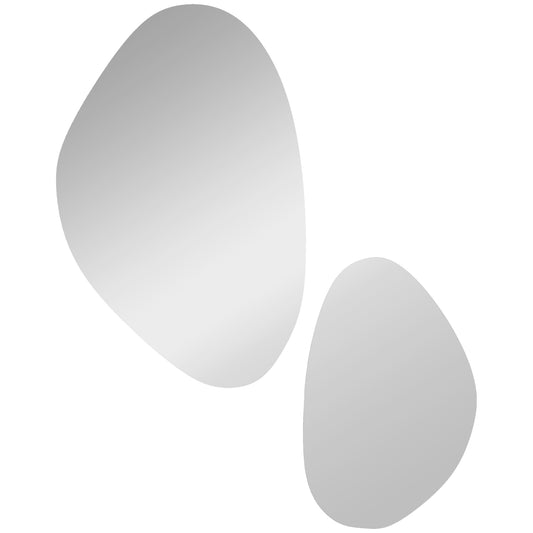 Photo of HOMCOM Set of 2 Pebble-Shaped Wall Mirror - Gold Tone in Tone colour on a white background