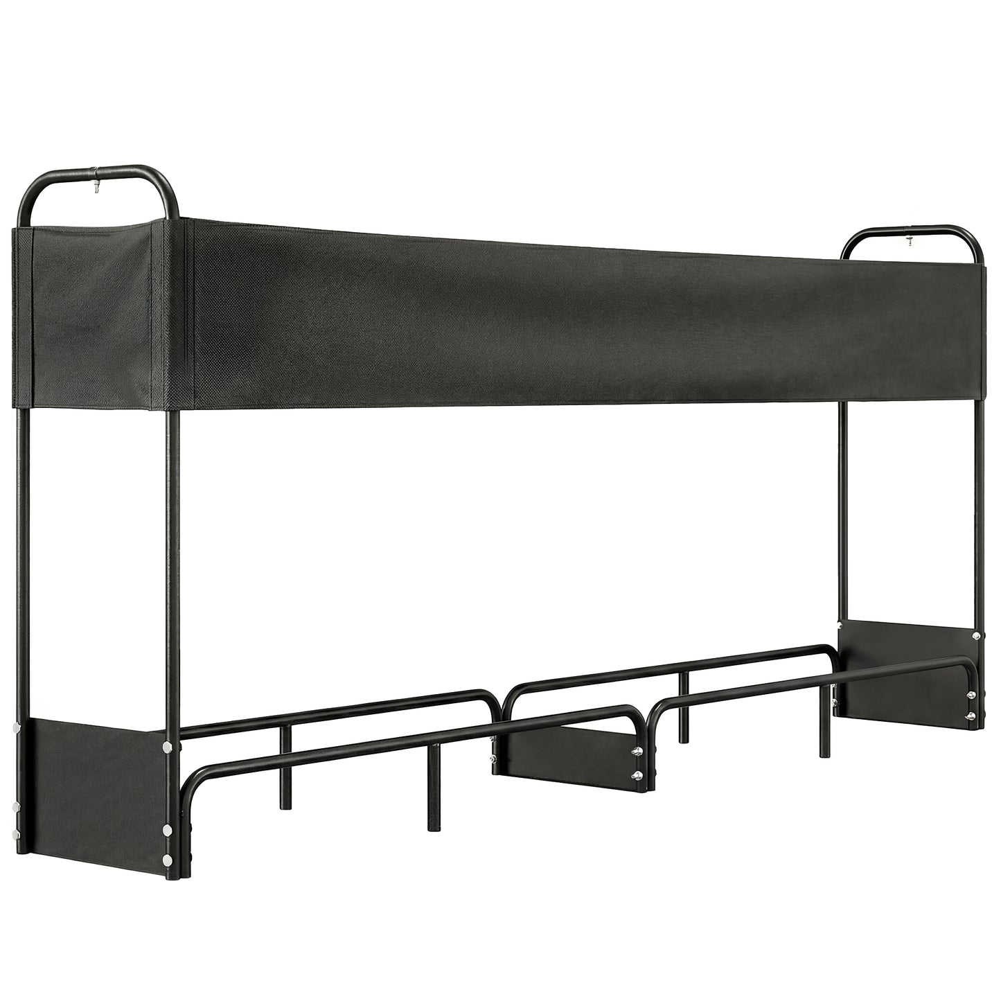 Photo of Outsunny 8.5ft Firewood Rack, Heavy Duty Log Storage Holder with Waterproof 600D Oxford Log Cover for Fireplace Fire Pits Outdoor Patio Wood Storage, 500 kg Large Capacity, Black in Black colour on a white background