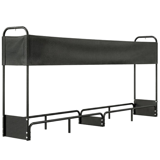 Photo of Outsunny 8.5ft Firewood Rack, Heavy Duty Log Storage Holder with Waterproof 600D Oxford Log Cover for Fireplace Fire Pits Outdoor Patio Wood Storage, 500 kg Large Capacity, Black in Black colour on a white background